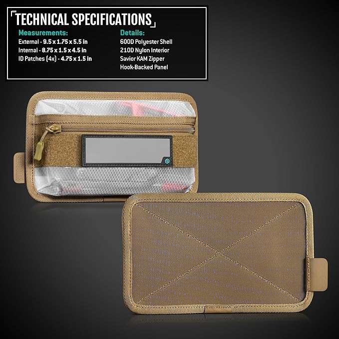 Savior Equipment Core Tactical Mesh Zipper Pouch, 9" x 5" Modular EDC Tool Organizer w/Writable ID Patches, Range Gear Utility Storage Pocket w/Hook Backing, Dump Pouch with Handle, 2-Pack