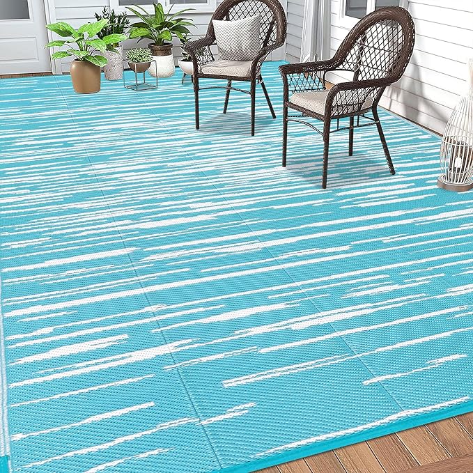 HEBE Outdoor Rug 8'x10' Waterproof for Patios Clearance, Reversible Plastic Straw Rug Camping Carpet, Indoor Outdoor Area Rugs Patio Mats for RV,Picnic,Backyard,Deck,Balcony,Porch