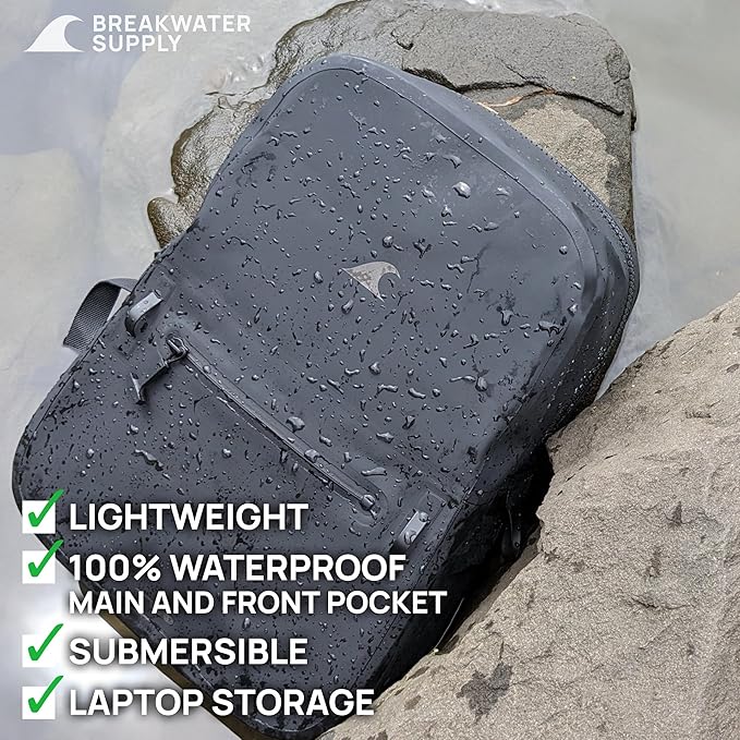 Breakwater Supply™ 100% Waterproof Submersible Backpack, Laptop Bag, Airtight Zippers | Travel Outdoors | Fogland 25L 20L 15L