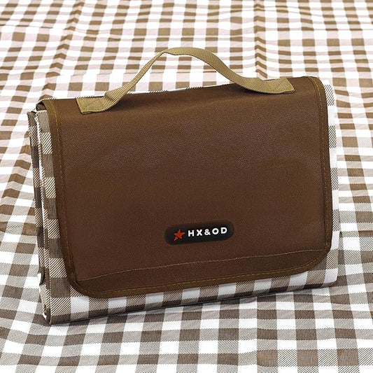 Picnic Blanket Outdoor Extra Large Picnic Mat 80"X60" Camping Blanket Beach Blanket Foldable Waterproof Sand Mat Hiking Travel Family Concerts(Brown)