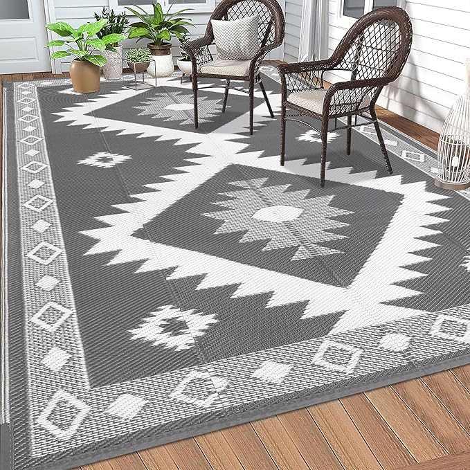 HEBE Outdoor Rug 5'x8' for Patios Clearance Waterproof Patio Mat Plastic Straw Rug Reversible RV Camping Tent Rug Outside Indoor Outdoor Area Rugs for RV,Deck,Beach,Balcony,Camper