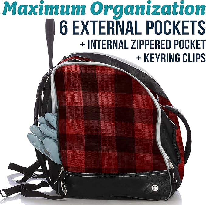 Athletico Ski Boot Bag – Skiing and Snowboarding Travel Luggage – Stores Gear Including Jacket, Helmet, Goggles, Gloves & Accessories – Venting and Grommets for Snow Drainage