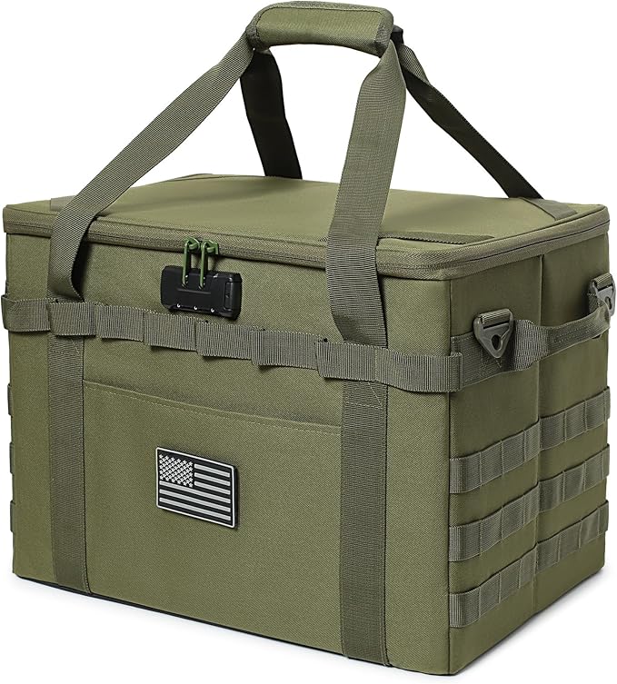 Tactical Camping Storage Bag - 38L Utility Tote Bag Organizer with Combination Lock and Shoulder Strap