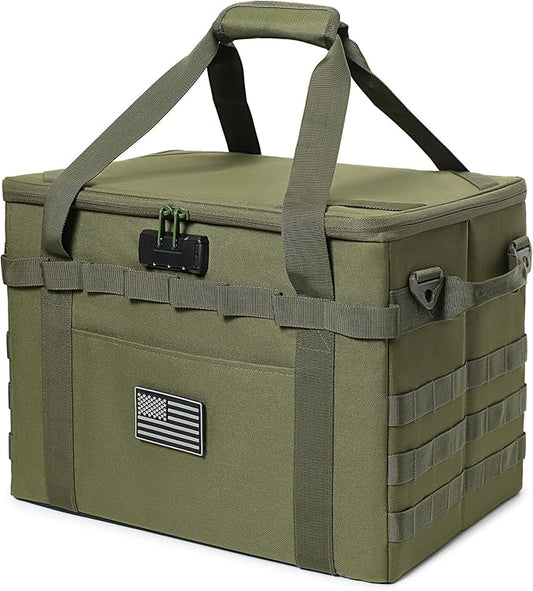 Tactical Camping Storage Bag - 38L Utility Tote Bag Organizer with Combination Lock and Shoulder Strap
