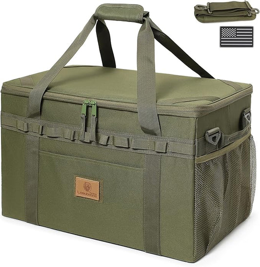 Tactical Camping Storage Bag Utility Tote Bag Camping Kitchen Organizer with Axe Holder & Shoulder Strap