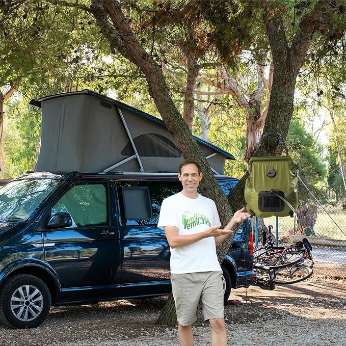 Camping Shower Bag, Solar Shower Bag 5-Gallon with Detachable Hose, Retractable Head Switch - Portable Shower for Camping Suitable for Camping, Hiking, Travel, Beach Swimming