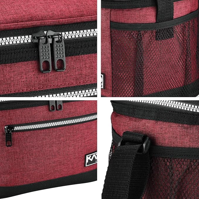 Tirrinia Insulated Lunch Box for Men/Women, Leakproof Thermal Lunch Bag for Office Picnic Work Beach Camping,Reusable Lunch Cooler Tote for Adult, Red