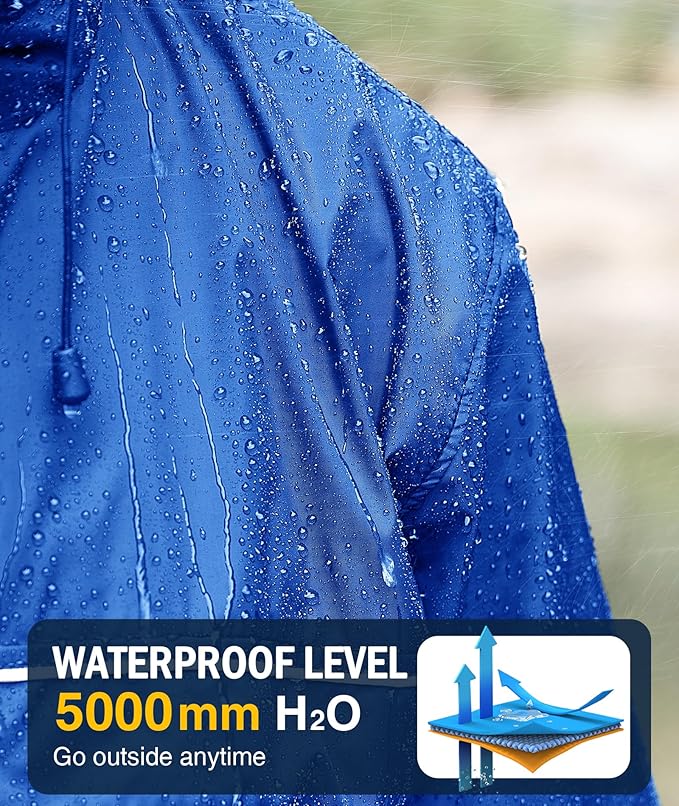 SWISSWELL Rain Jacket Men Waterproof Windbreaker, Lightweight Hooded Raincoat for Daily Casual