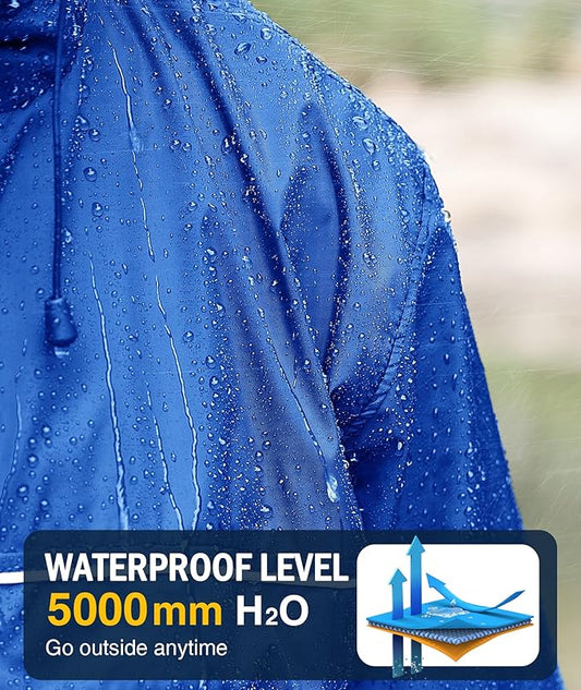 SWISSWELL Rain Jacket Men Waterproof Windbreaker, Lightweight Hooded Raincoat for Daily Casual