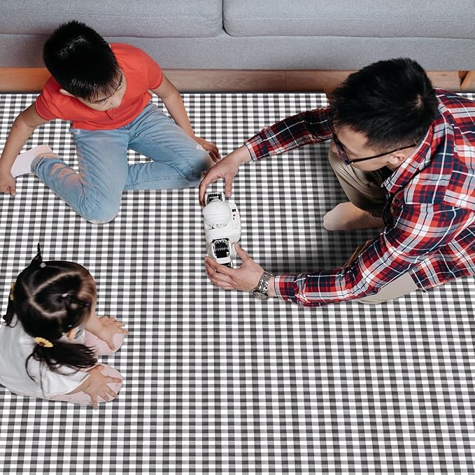 Picnic Blanket Waterproof Beach Rug 80''x80'' Picnic Mat Washable Lightweight with Handle Navy Blue Checkered for Hiking Travelling Outdoor Camping,Parks