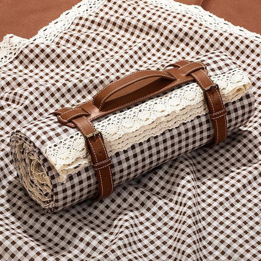 Waterproof Picnic Blankets Outdoor Blanket Foldable 2 in 1 Double Layer Sandproof Beach Mat with Carry Strap for Camping Lawn Park Beach Grass(Coffee White,59 x 79 Inches)