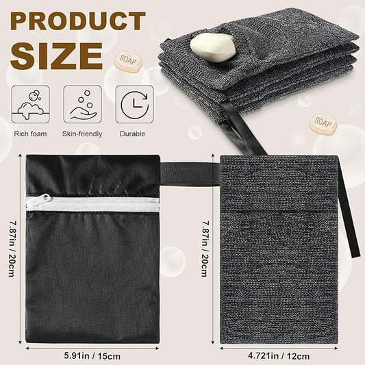 4 Pcs Travel Soap Bar Bag Waterproof & Leakproof Soap Dish Case with 4 Pcs Foaming Nets Multifunctional Toiletry Shower Gym Essentials Quick Dry Pouch for Camping Enthusiasts(Black)
