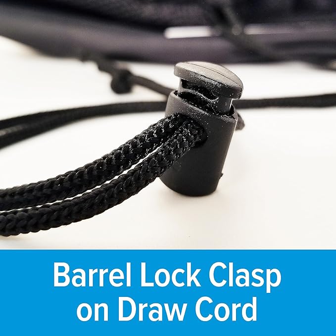 Camco Camper/RV Equipment Storage Bag | Features Lined Interior w/Breathable Mesh Top & Barrel Lock Clasp | Includes 3 Id Tags for RV Storage and Organization | 16” in Diameter x 10” Deep (53097)