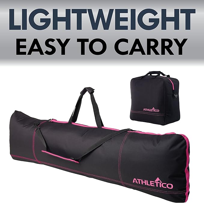 Athletico Two-Piece Snowboard and Boot Bag Combo | Store & Transport Snowboard Up to 165 CM and Boots Up To Size 13 | Includes 1 Snowboard Bag & 1 Boot Bag (Black)