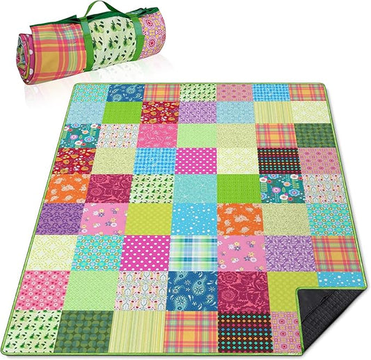 Extra Large Picnic Blankets Waterproof Foldable (60"x 80") Boho Beach Blanket Waterproof Sandproof,3-Layer Thicking Mat Outdoor Packable Camping Blanket