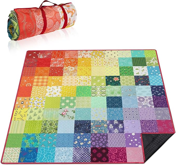 Extra Large Picnic Blankets Waterproof Foldable (80"x 80") Boho Beach Blanket Waterproof Sandproof,3-Layer Thicking Mat Outdoor Packable Camping Blanket