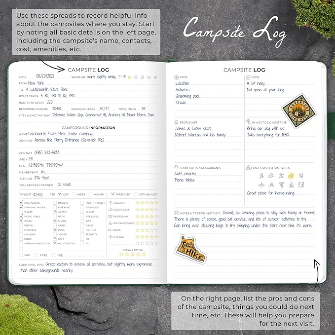 Clever Fox Camping Journal – Camper Log Book & RV Trip Planner – Outdoor Camp Journal & Adventure Travel Notebook for 12 Trips, A5 (Forest Green)