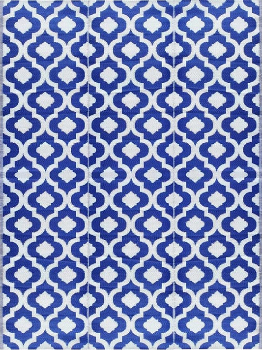 BalajeesUSA Outdoor Rug - 9x12 Blue, reversible Recycled Plastic straw Outdoor Patio Rugs Clearance Waterproof Large RV Camper Rug 484