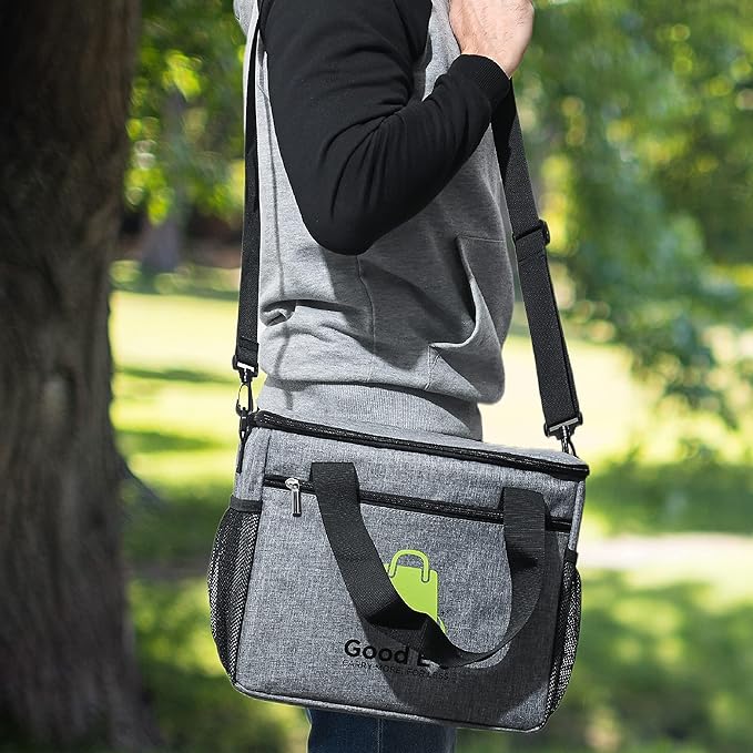 Good E’s Reusable 6 Cups Insulated Beverage Bag, Portable Cooler Tote with 5 Divider, Shoulder Strap & Side Pockets, Drink Caddy Cup Holder Carrier for Delivery Travel, Insulated Picnic Bag (6 Cups)