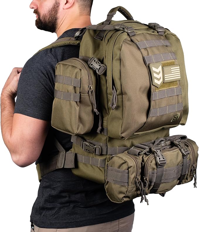 3VGEAR Paratus 3-Day Tactical Backpack, 40L - MOLLE Military Backpack with Rapid Deployment Pack, Pouches, Laptop Sleeve