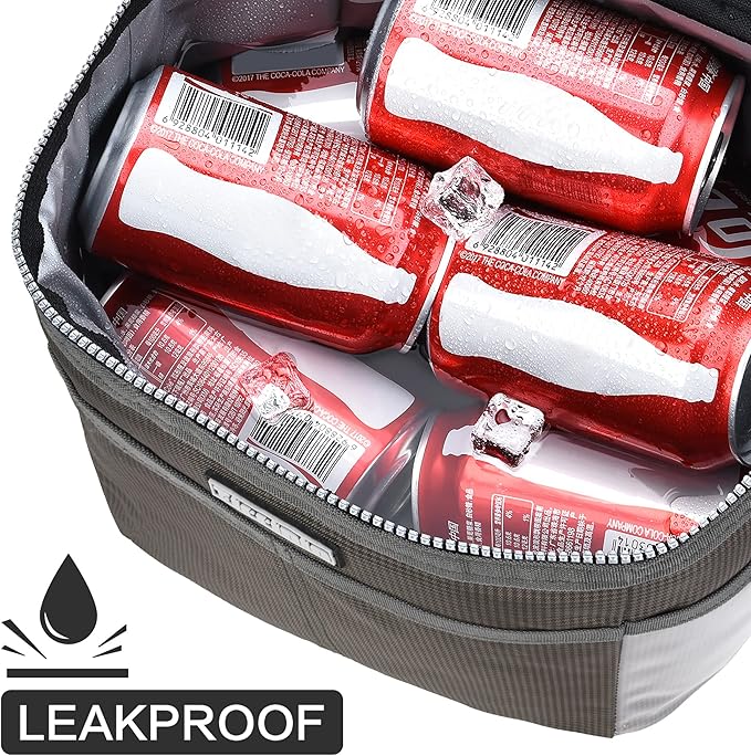 Tirrinia Insulated Lunch Box for Women Men, Leakproof Reusable Lunch Bag Containers for Adult,Working,Office,Lunch Soft Cooler Bag Tote for Picnic Hiking Beach,Black Checkered