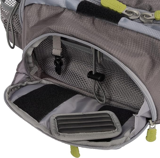 Allen Company Cedar Creek Fly Fishing Sling Pack - Fits up to 4 Tackle/Fly Boxes and Other Accessories - Gray and Lime/Olive