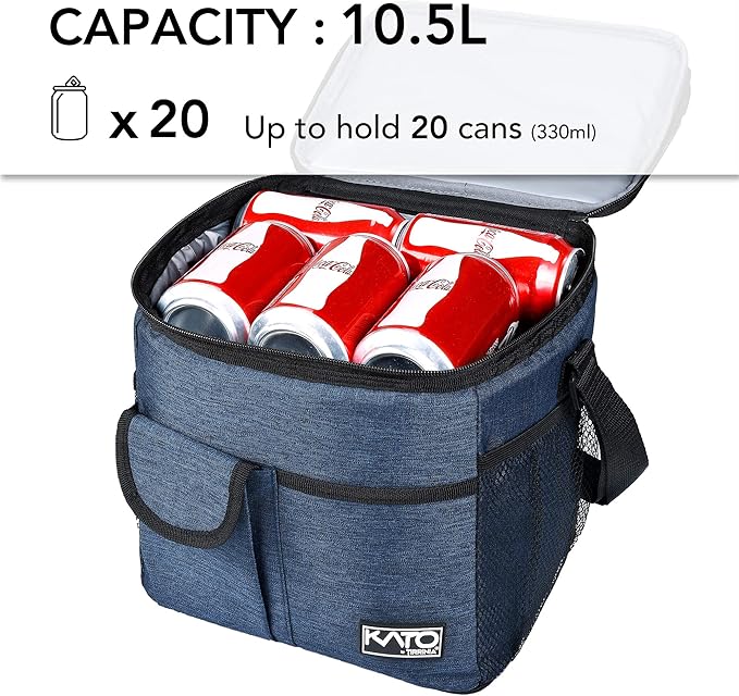 Tirrinia Large Insulated Lunch Bag for Women Men, 10L Leakproof Thermal Reusable Lunch Box for Adult, Tall Meal Prep Lunch Cooler Tote with 4 Pockets for Office Work,