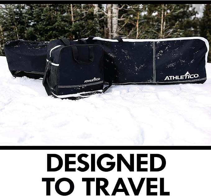 Athletico Two-Piece Snowboard and Boot Bag Combo | Store & Transport Snowboard Up to 165 CM and Boots Up To Size 13 | Includes 1 Snowboard Bag & 1 Boot Bag (Black)