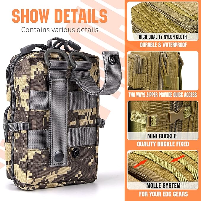 bvya Tactical Molle EDC Utility Pouch Compact Tool Pouch Mini Waist Bag Crossbody Backpack-Design Phone Pouch with Shoulder Strap Flag Patch and D-Rings