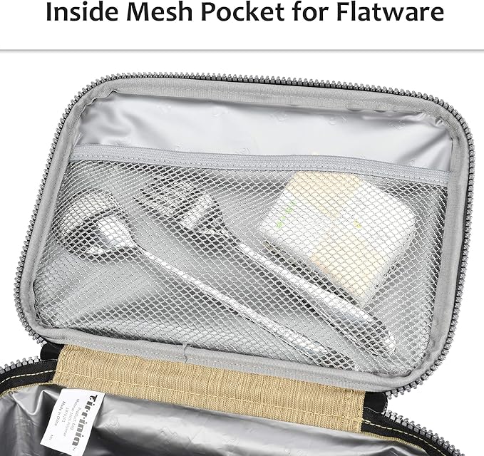 Tirrinia Insulated Lunch Box for Women Men, Leakproof Reusable Lunch Bag Containers for Adult,Working,Office,Lunch Soft Cooler Bag Tote for Picnic Hiking Beach,Khaki