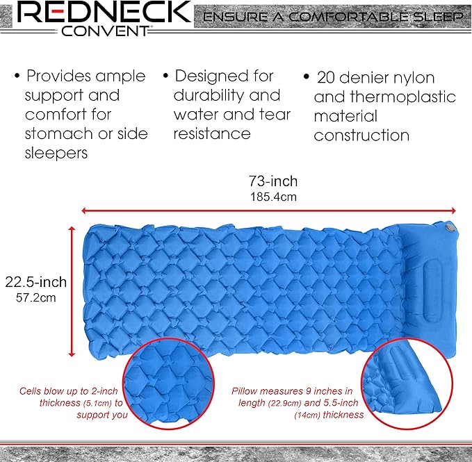 RC Camping Sleeping Mat - 1.1lb Inflatable Camping Pad with Pillow Backpacking Air Mattress Sleeping Bag Camp Pad