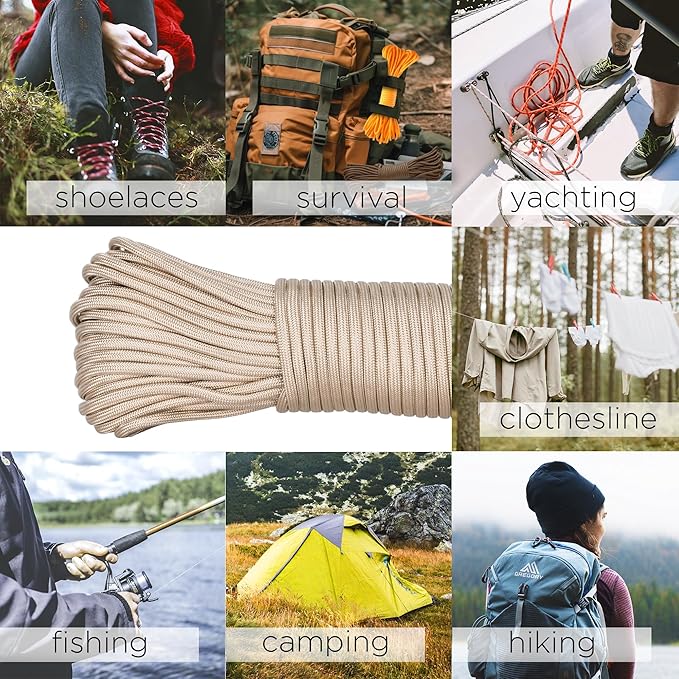 TECEUM Heavy Duty Rope 1000 – 1000ft / 200ft / 100ft / 50ft – 40+ Colors – Utility Rope for Survival & Camping Gear – Nylon String, Camping Rope, para Cord, Utility Nylon Rope, Tent Cord