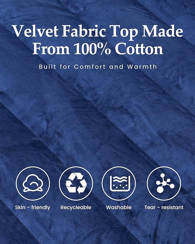 Inflatable Sleeping Pad for Camping, Extra-Thick 4.75 Inch Air Mattress with Soft Cotton Top, Machine Washable, Family Lightweight 4-Season Pad for Camping, Traveling & Hiking, Blue