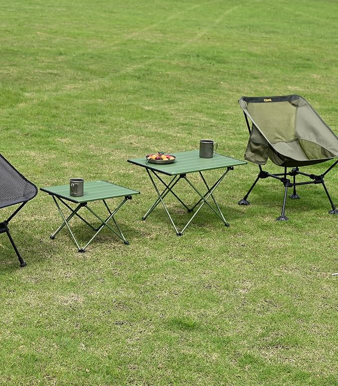 iClimb Ultralight Compact Camping Folding Table with Carry Bag (Green - L)