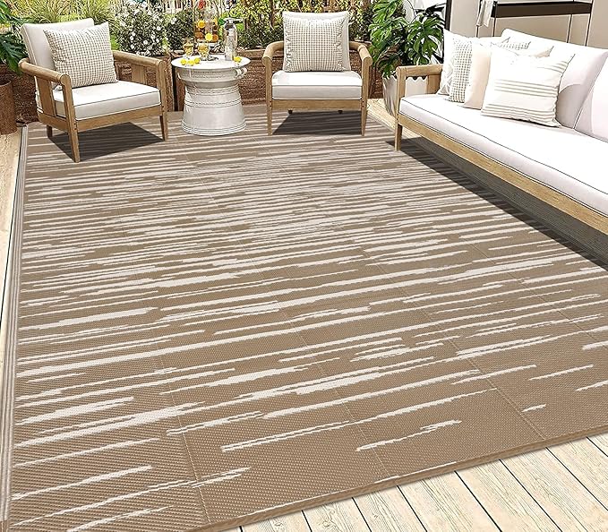 HEBE Outdoor Rug 5'x8' for Patios Clearance Waterproof Patio Mat Plastic Straw Rug Reversible RV Camping Tent Rug Outside Indoor Outdoor Area Rugs for RV,Deck,Beach,Balcony,Camper