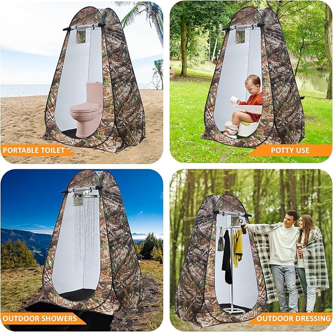 Pop Up Large Privacy Tent - 7ft Tall - Oversized Strong Camping Toilet Tent- Portable Camp Shower Pod w/Hooks- Porta Pod- Outdoor Bathroom, Potty, Changing Private Room