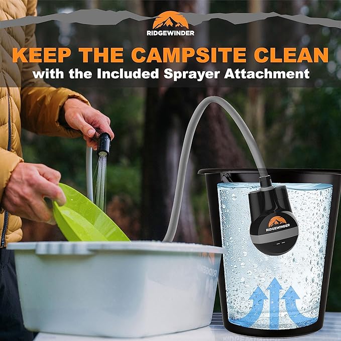 Portable Shower for Camping - Camp Shower with Rechargeable Battery and Included showerhead. Complete Camping Shower Plus Sprayer Attachment