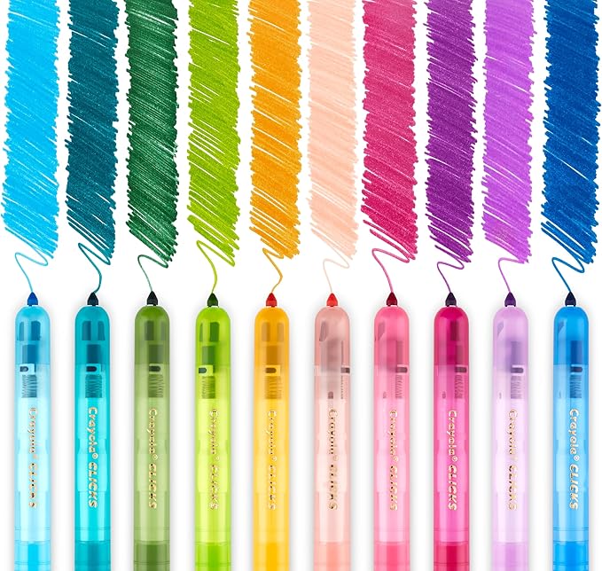 Crayola Clicks Retractable Markers (10ct), Washable Markers for Kids, Click Markers, School Supplies for Kids, Gifts, Ages 5+