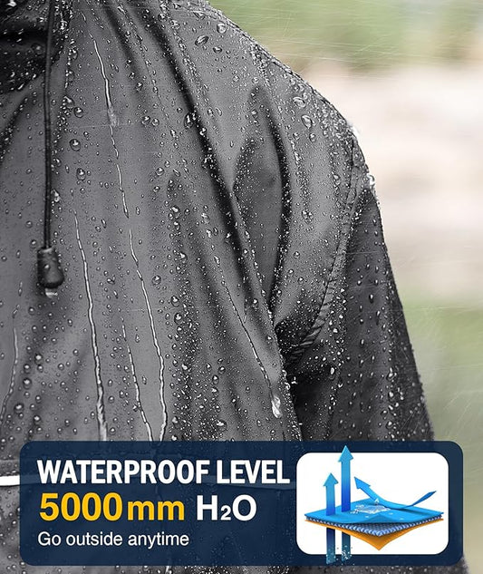 SWISSWELL Rain Jacket Men Waterproof Windbreaker, Lightweight Hooded Raincoat for Daily Casual