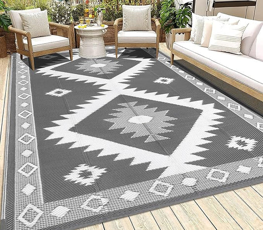 HEBE Outdoor Rug 5'x8' for Patios Clearance Waterproof Patio Mat Plastic Straw Rug Reversible RV Camping Tent Rug Outside Indoor Outdoor Area Rugs for RV,Deck,Beach,Balcony,Camper