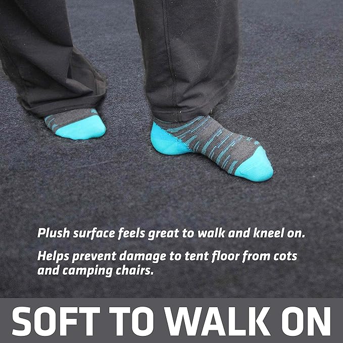 Drymate Tent Carpet Mat, Protective Waterproof Liner Keeps You Warm & Dry, Camping Floor Rug Accessory, Durable, Lightweight, Soft & Comfortable, Trimmable Material (USA Made) (Charcoal)