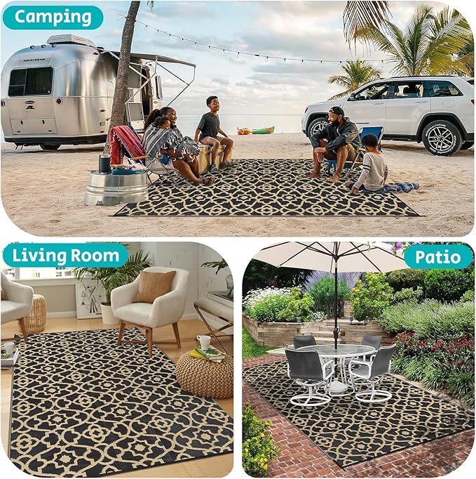 HEBE Outdoor Rug 5'x8' for Patios Waterproof Clearance Reversible Patio Mat Plastic Straw Rug RV Camping Mat Outside Area Rug Carpet for Camping RV,Porch,Deck,Balcony,Camper,Backyard