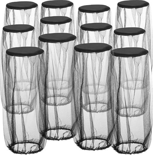 12 Pcs Mosquito Head Net Mesh Bug Face Netting Wearable Mesh Face Screen Shield for Outdoor Bugs Insect Midges Hiking Camping Walking