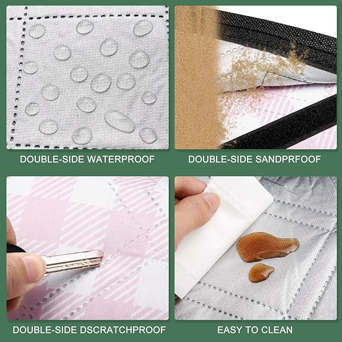 Picnic Blankets Outdoor Blanket Waterproof, 80''x80'' Extra Large Beach Blanket Sandproof Foldable Machine Washable, Vintage Gingham Picnic Mat Grass Lawn Park Family Camping Party Music Festival