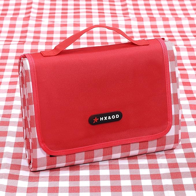 Outdoor Picnic Blanket 80"X80" Picnic Mat Extra Large Camping Blanket Beach Blanket Foldable Waterproof Sand Mat Hiking Travel Family Concerts(Red)