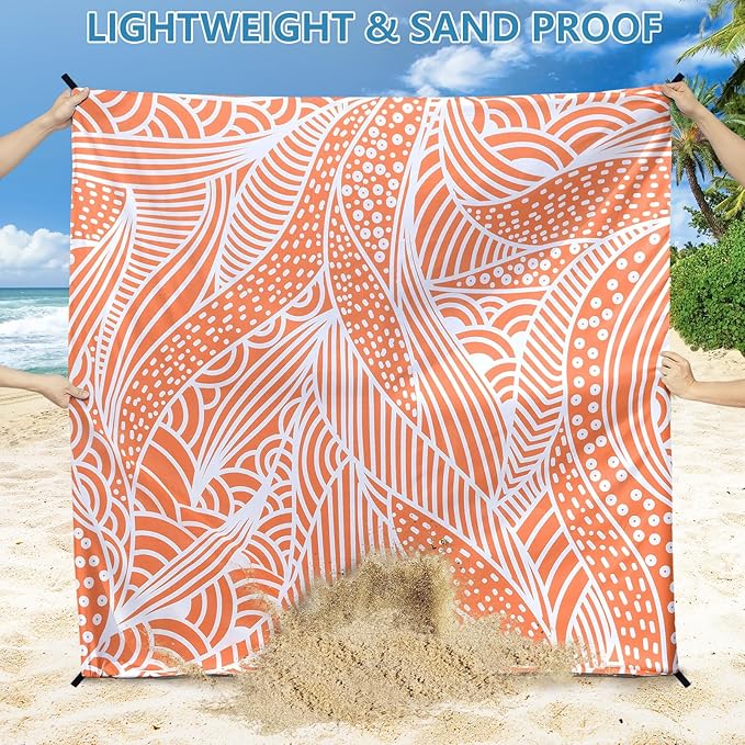 Beach Blanket Waterproof Sandproof Extra Large Beach Mat 79" X 83"/120"x108"for 1-8 Adults Quick Drying Durable Outdoor Picnic Mat for Beach Travel Camping Hiking