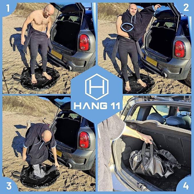 Hang 11 Wetsuit Changing Mat Bag - Surf Changing Mat with Shoulder Strap, Wetsuit Bag Waterproof, Keeps your Wet Suit & Car Clean, Surf Change Gear, Surfing Accessories, Surfing Gifts