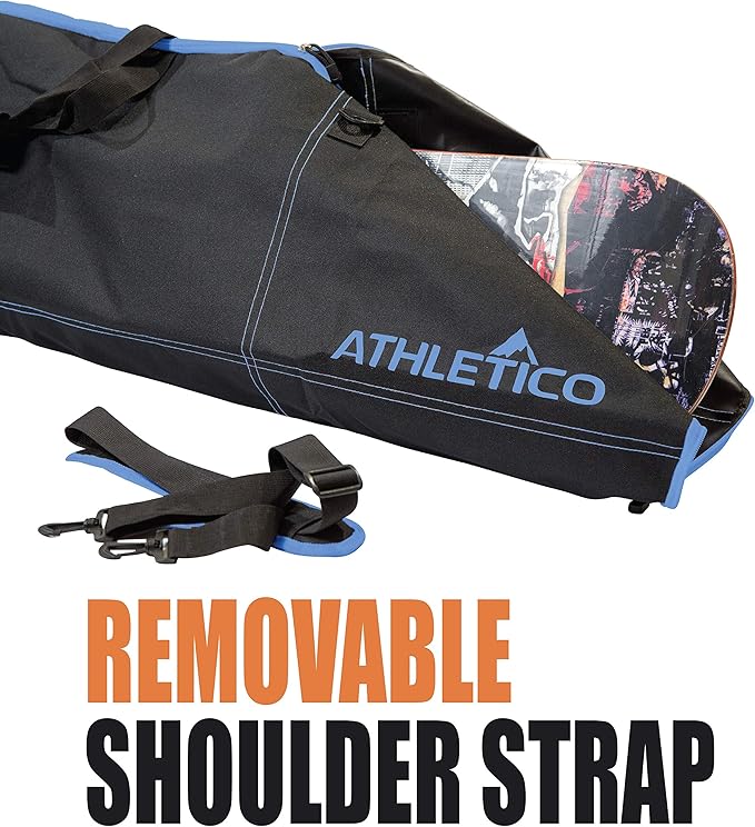 Athletico Two-Piece Snowboard and Boot Bag Combo | Store & Transport Snowboard Up to 165 CM and Boots Up To Size 13 | Includes 1 Snowboard Bag & 1 Boot Bag (Black)