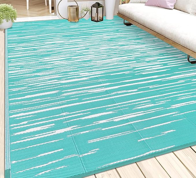 HEBE Outdoor Rug 8'x10' for Patios Clearance Waterproof Patio Mat Plastic Straw Rug Reversible RV Camping Tent Rug Outside Indoor Outdoor Area Rugs for RV,Deck,Beach,Balcony,Camper
