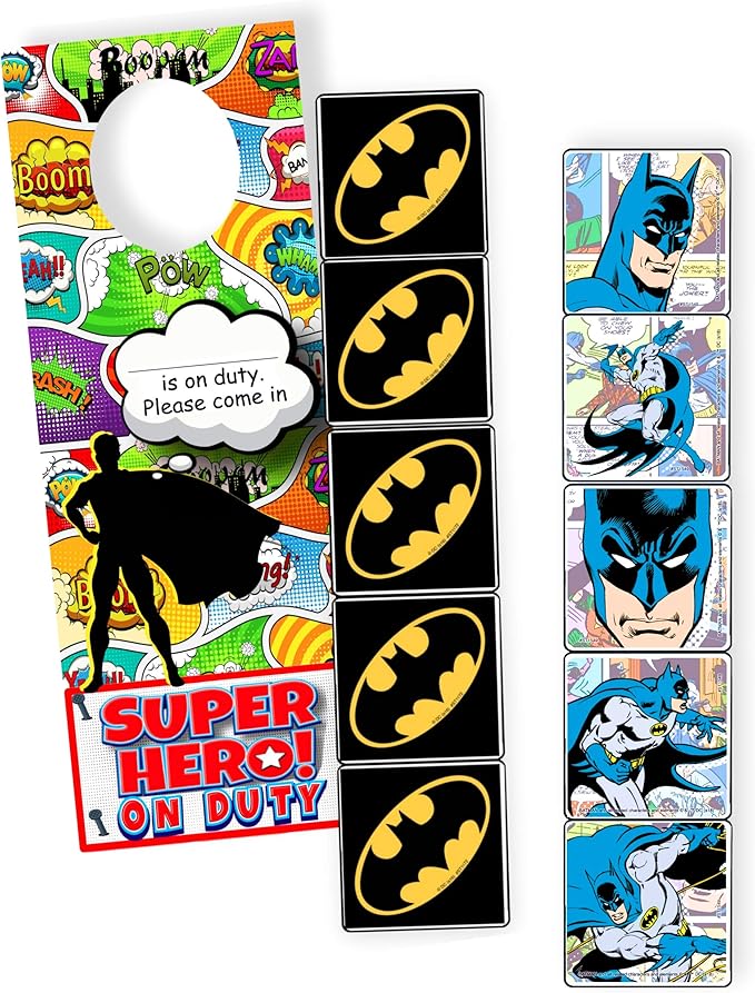 Batman Stickers Activity Set - Bundle Includes Batman Sticker Pad, Batman Reward Stickers, Batman Coloring Book, and 2-Sided Superhero Door Hanger
